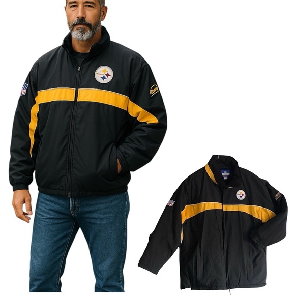 NFL REEBOK PITTSBURGH STEELERS HEAVYWEIGHT Jacket Men’s Size Large Like New ECU - Picture 12 of 16
